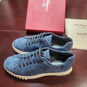Ferragamo Cube Swede Leather Sneakers